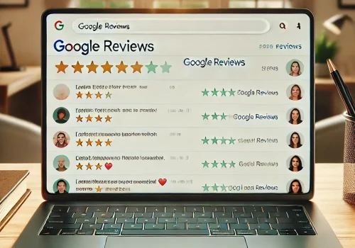 DALL·E 2024-11-22 17.04.17 - A realistic image of a laptop screen displaying Google Reviews comments. The screen shows a Google Reviews interface with a list of customer comments,